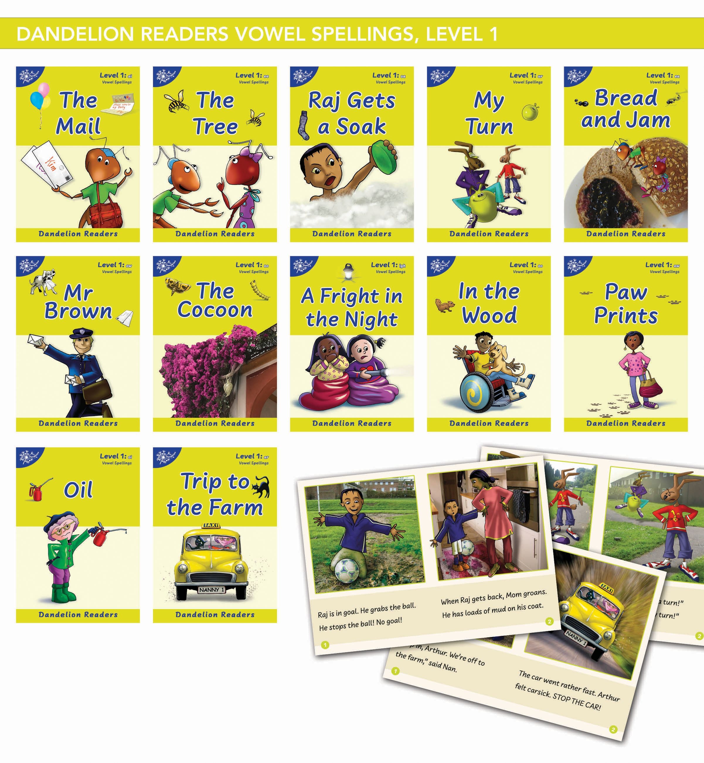 Phonic Books Dandelion Readers, Vowel Spellings, Level 1