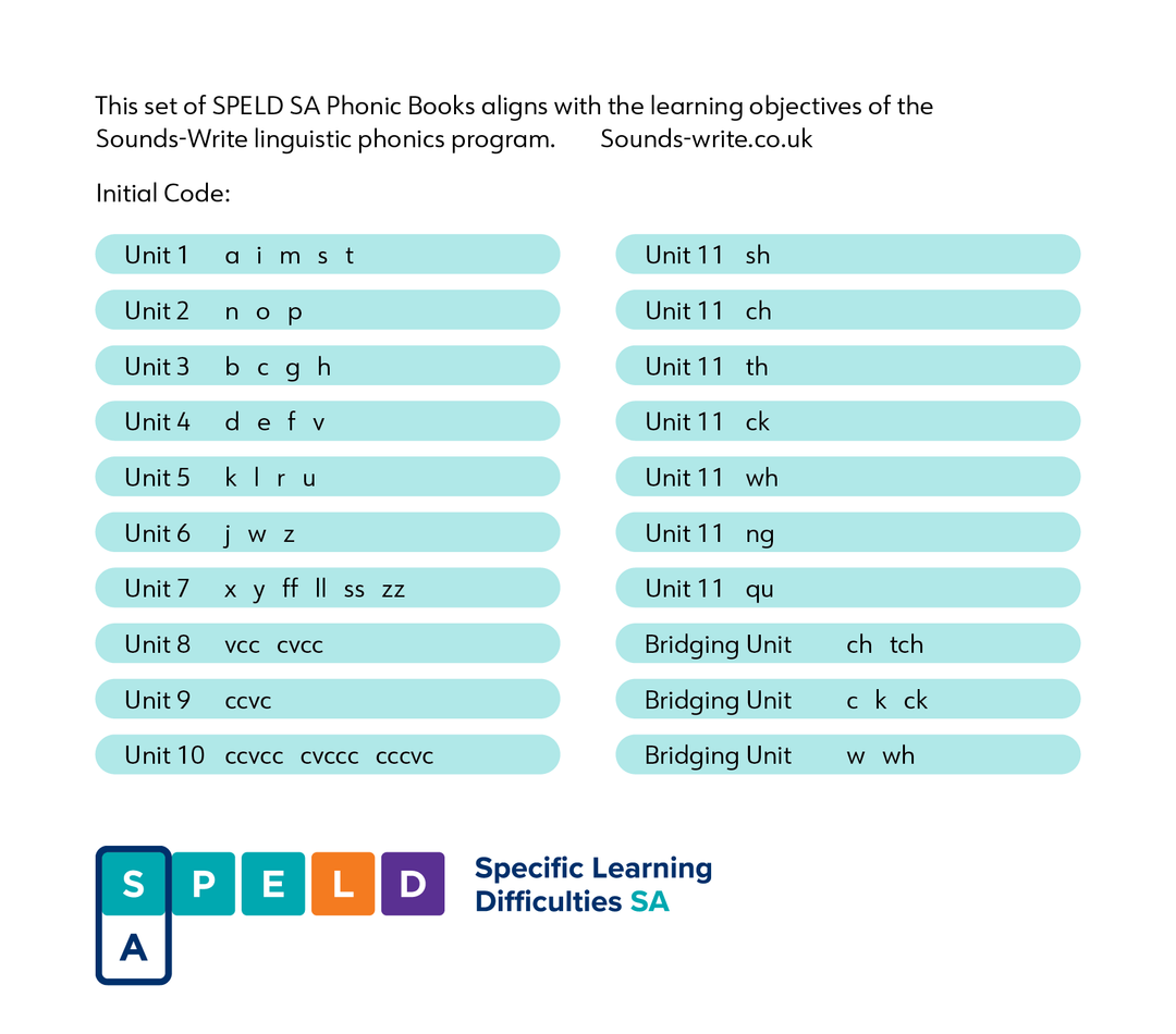 SPELD SA Phonic Books Initial Code Set 2